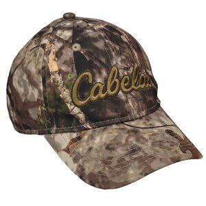 Cabelas Zonz Woodlands Camo Hat OSFM Brown Logo Snapback Cap Outdoor Hunting